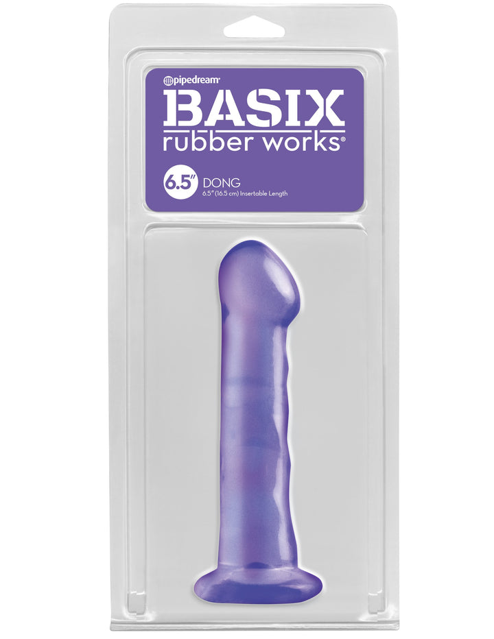 Basix Rubber Works 6.5" Dong with Suction Cup - Purple