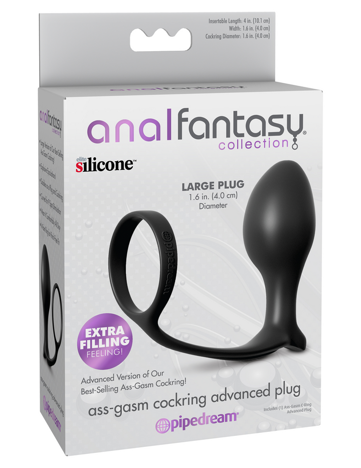 Anal Fantasy Collection Ass-Gasm Cock Ring Advanced Plug - BlackAnal Fantasy Collection Ass-Gasm Cock Ring Advanced Plug - Black