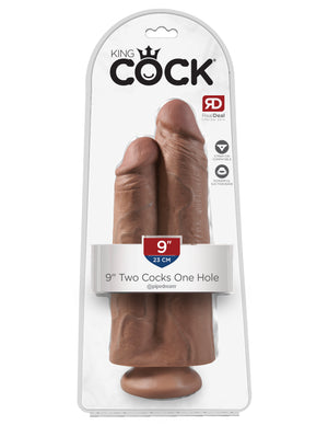 Tan King Cock 9" Two Cocks One Hole