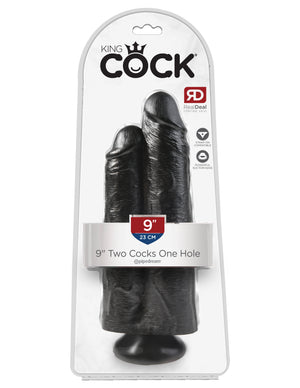 Black King Cock 9" Two Cocks One Hole