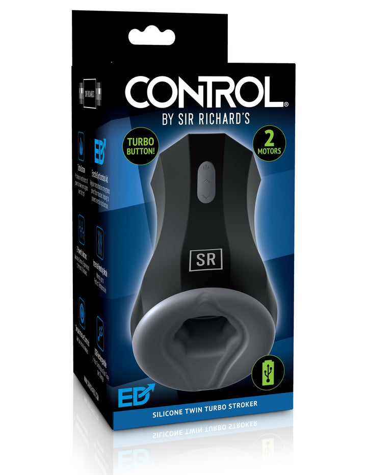 Sir Richard's Control Silicone Twin Turbo Stroker - Black/Grey