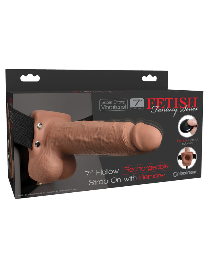 Fetish Fantasy Series 7" Hollow Strap-On with Remote - Tan/Black