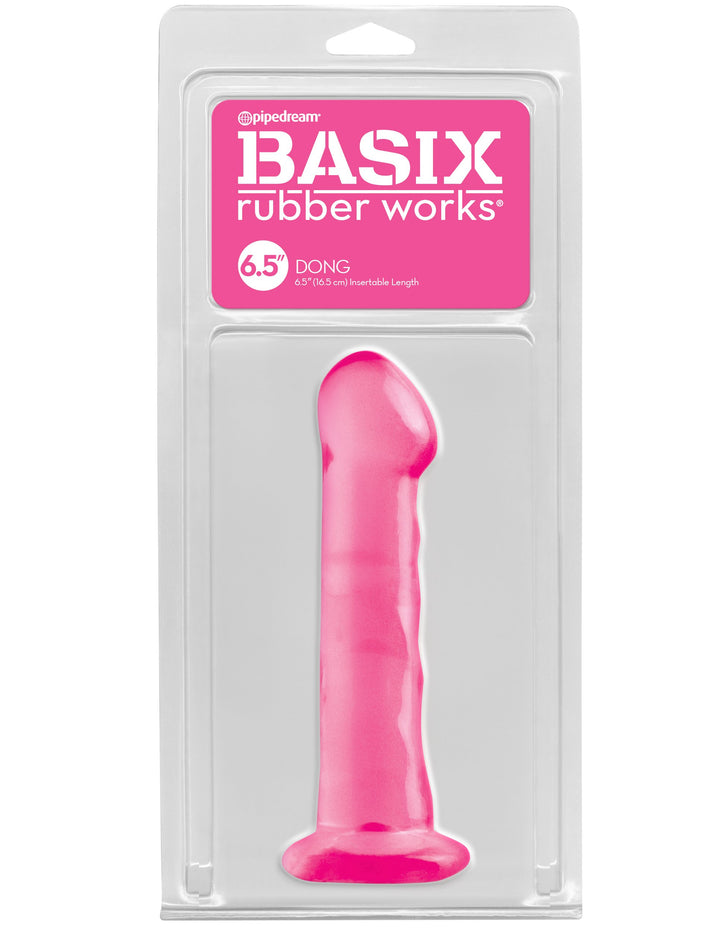 Basix Rubber Works 6.5" Dong with Suction Cup - Pink
