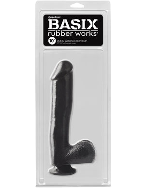 Basix Rubber Works 10" Dong with Suction Cup - Black