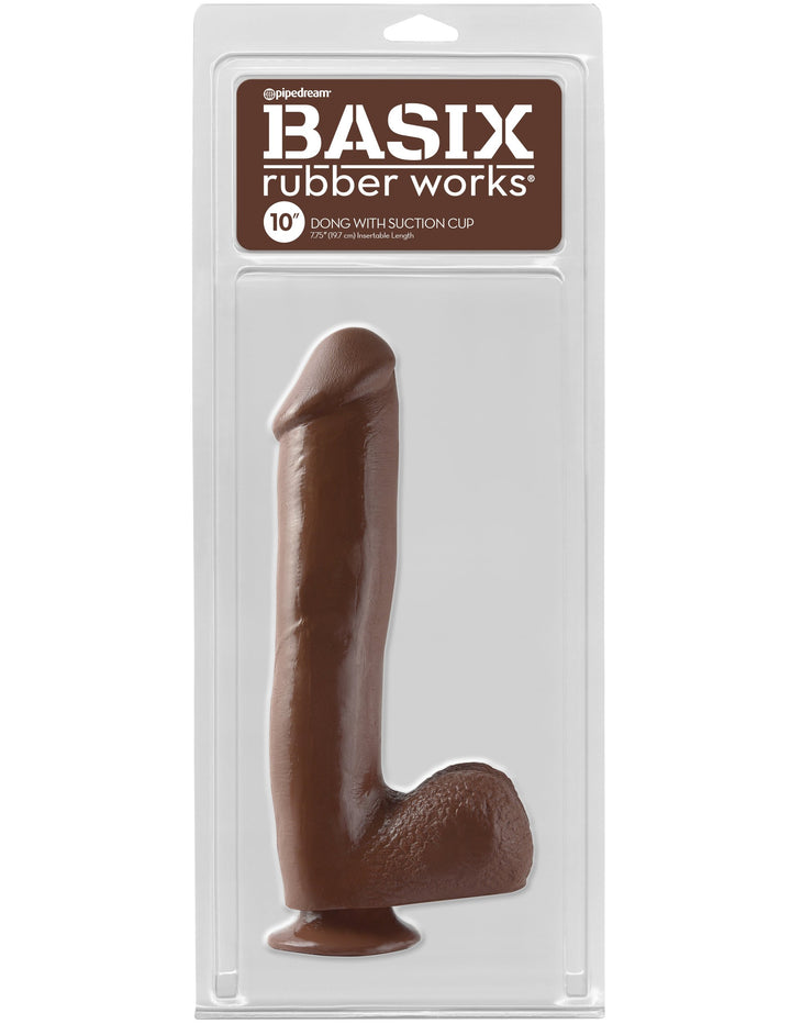 Basix Rubber Works 10" Dong with Suction Cup - Brown