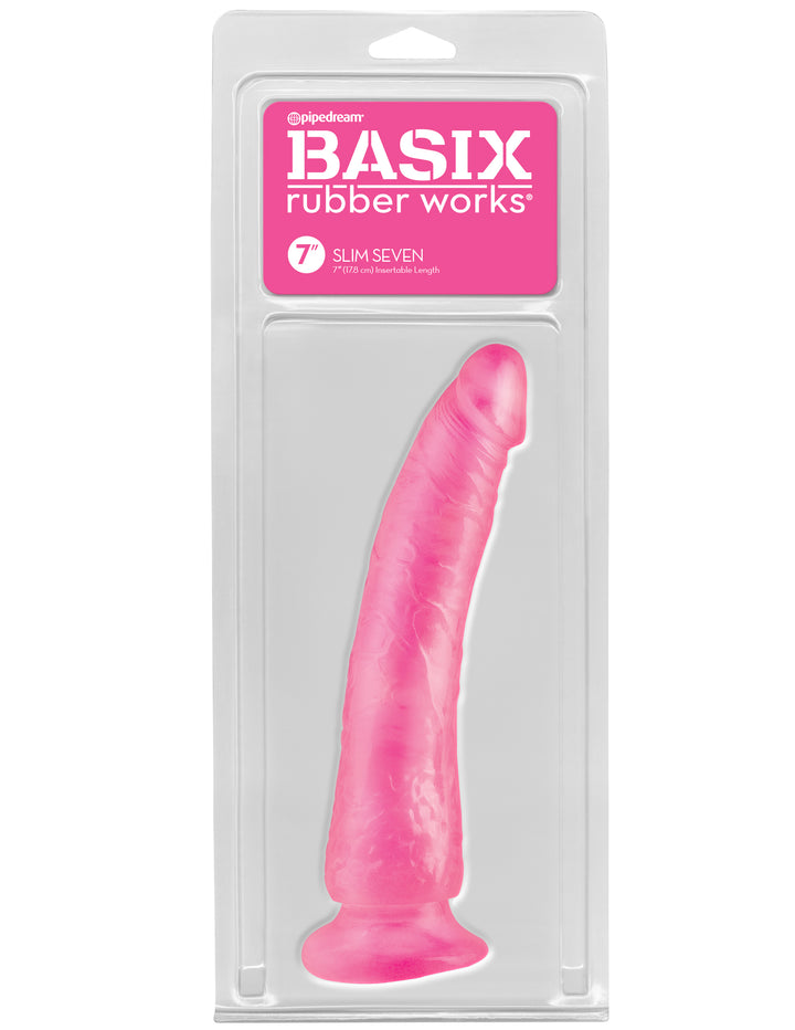 Pink Basix Rubber Works  Slim 7" with Suction Cup