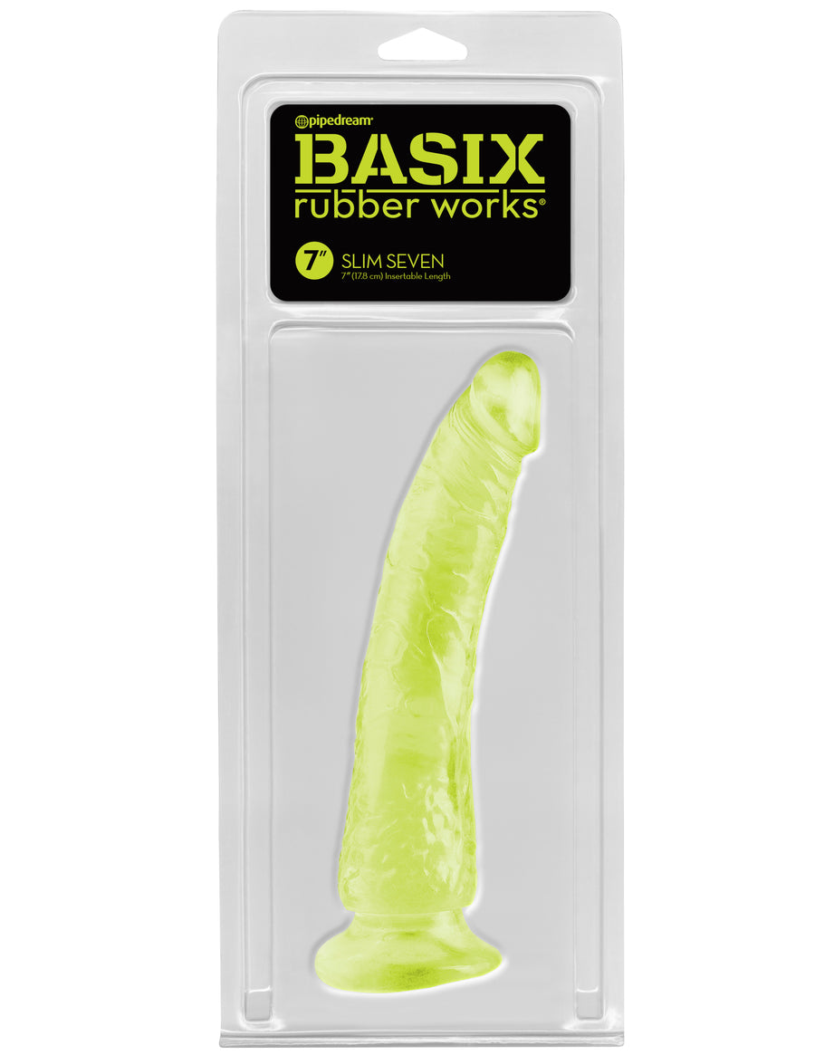 Glow In The Dark Basix Rubber Works  Slim 7" with Suction Cup