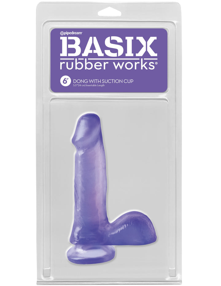 Basix Rubber Works 6" Dong with Suction Cup - Purple