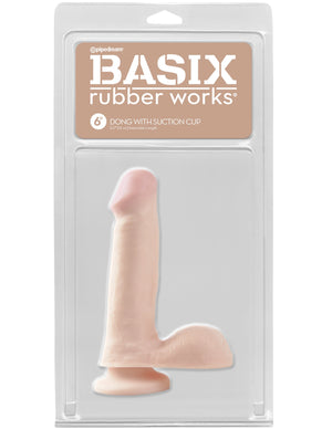 Basix Rubber Works 6" Dong with Suction Cup - Light