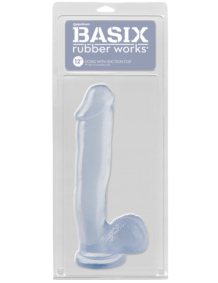 Clear Basix Rubber Works  12" Dong with Suction Cup