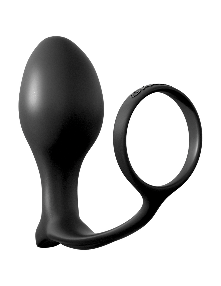 Anal Fantasy Collection Ass-Gasm Cock Ring Advanced Plug - Black