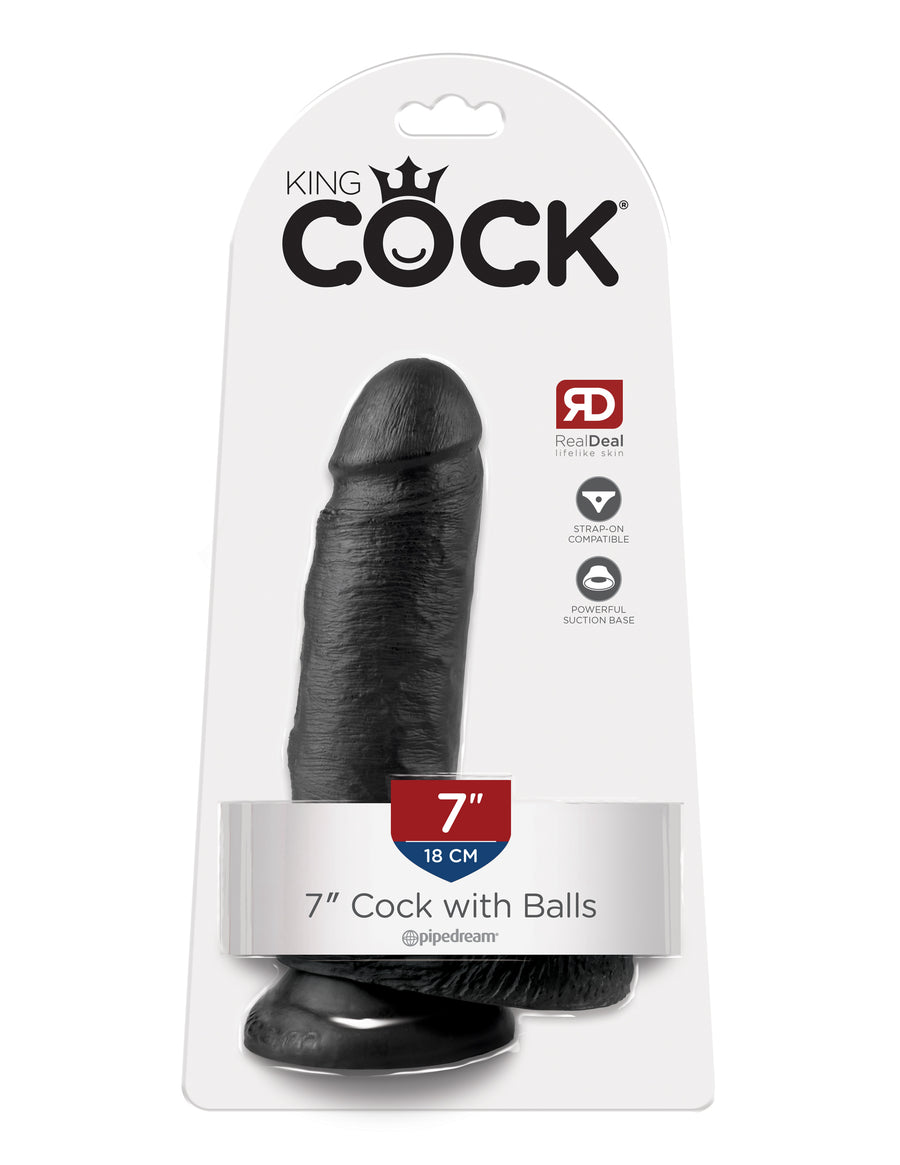 Black King Cock 7" Cock with Balls
