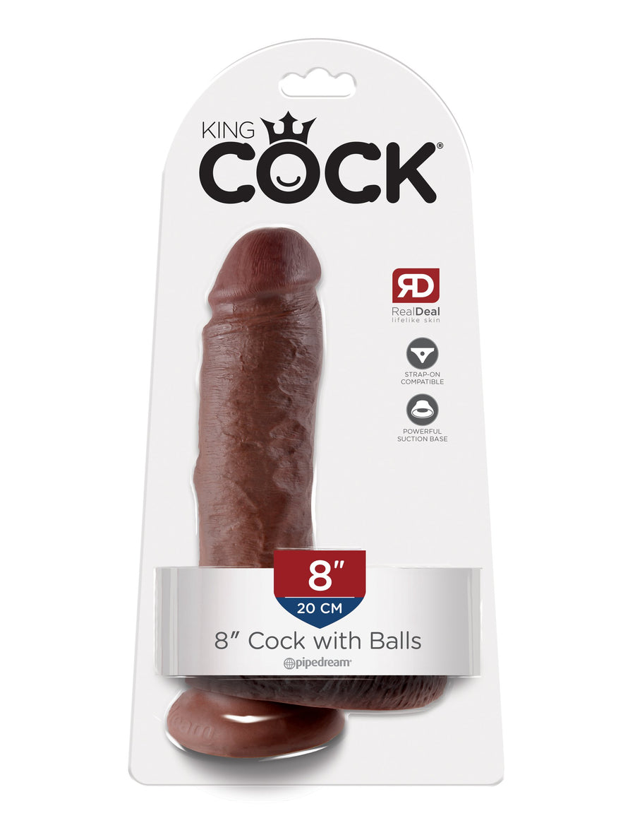 King Cock 8" Cock with Balls - Brown