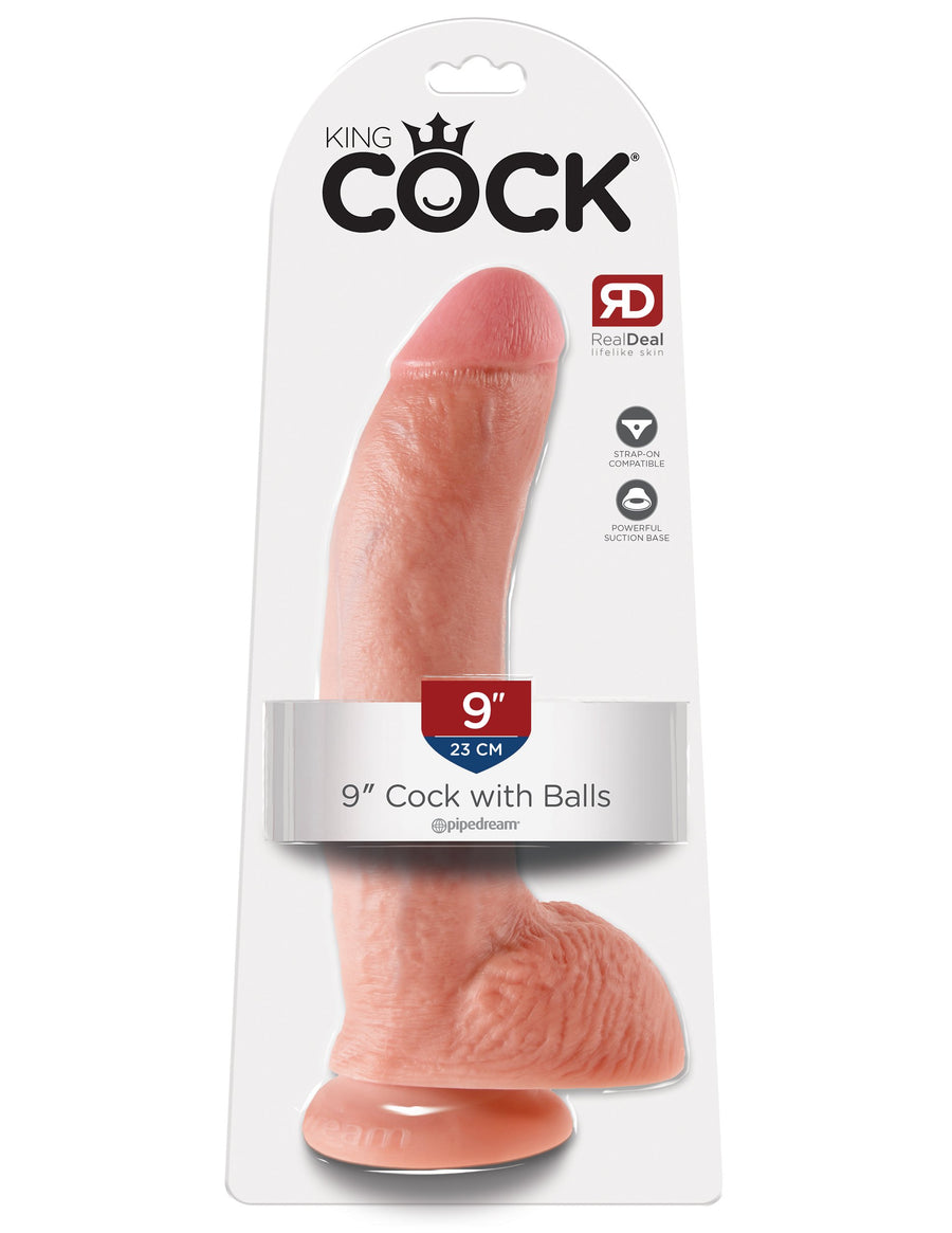 King Cock 9" Cock with Balls - Light