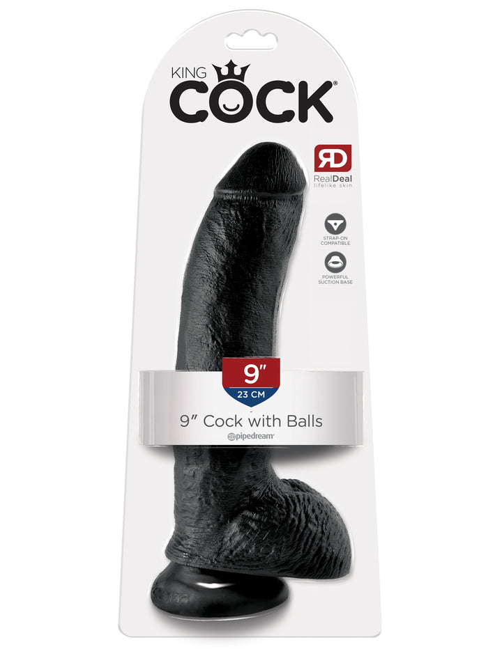Black King Cock 9" Cock with Balls