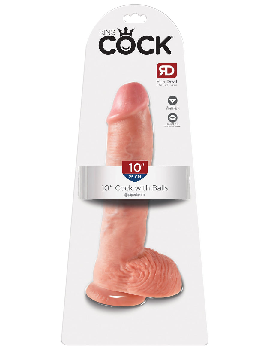 King Cock 10" Cock with Balls - Light