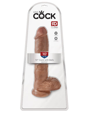 King Cock 10" Cock with Balls - Tan