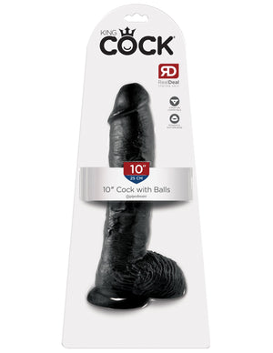 King Cock 10" Cock with Balls - Black