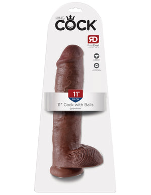 King Cock 11" Cock with Balls - Brown