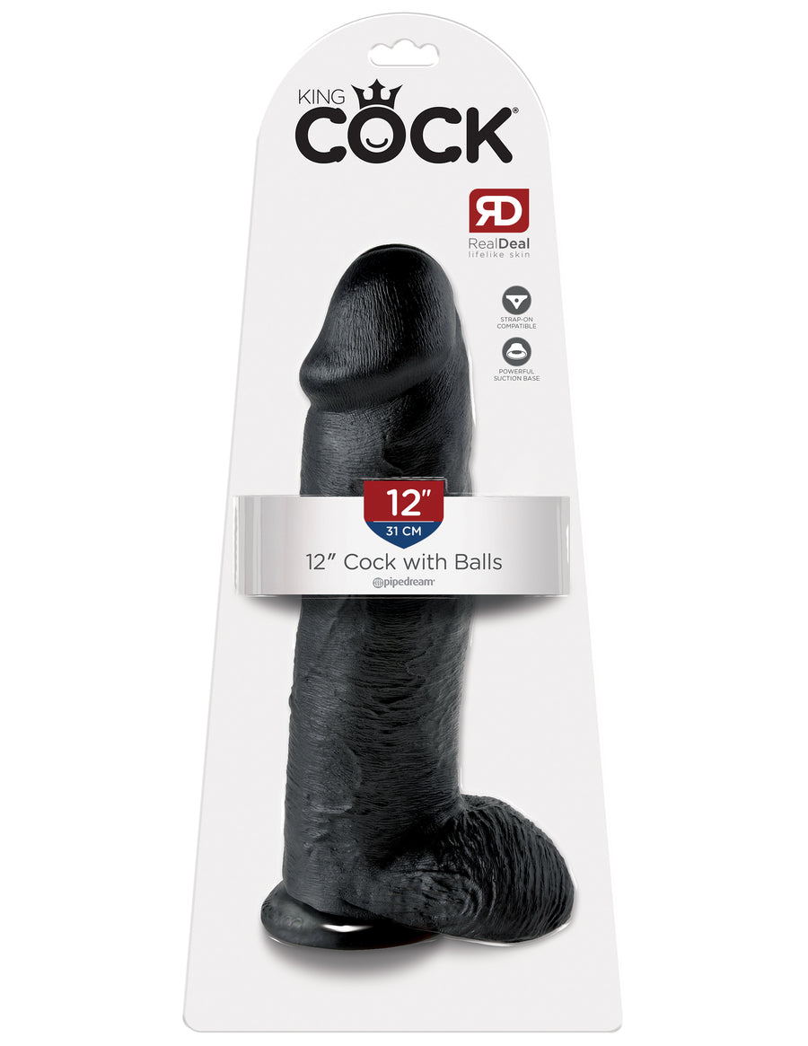 Black King Cock 12" Cock with Balls