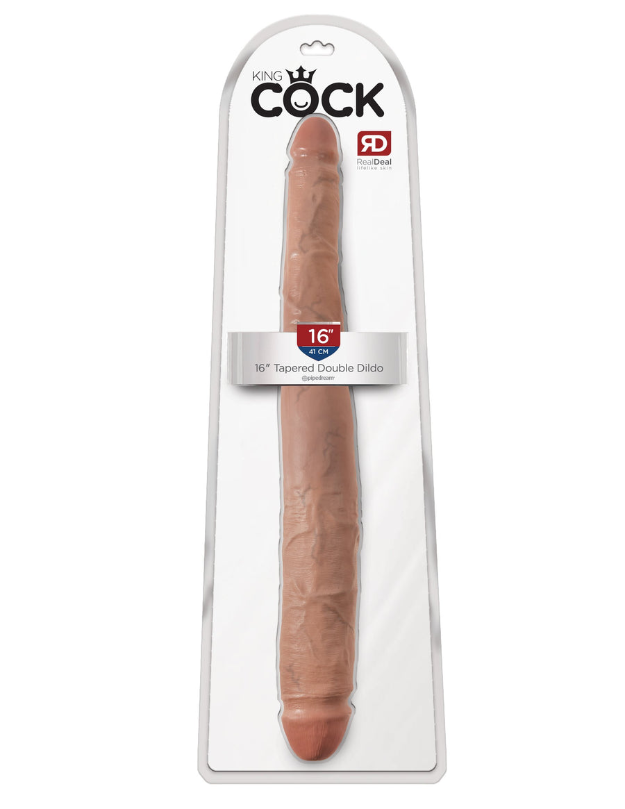 King Cock 16" Tapered Double Dildo - Tan