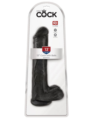 King Cock 13" Cock with Balls - Black