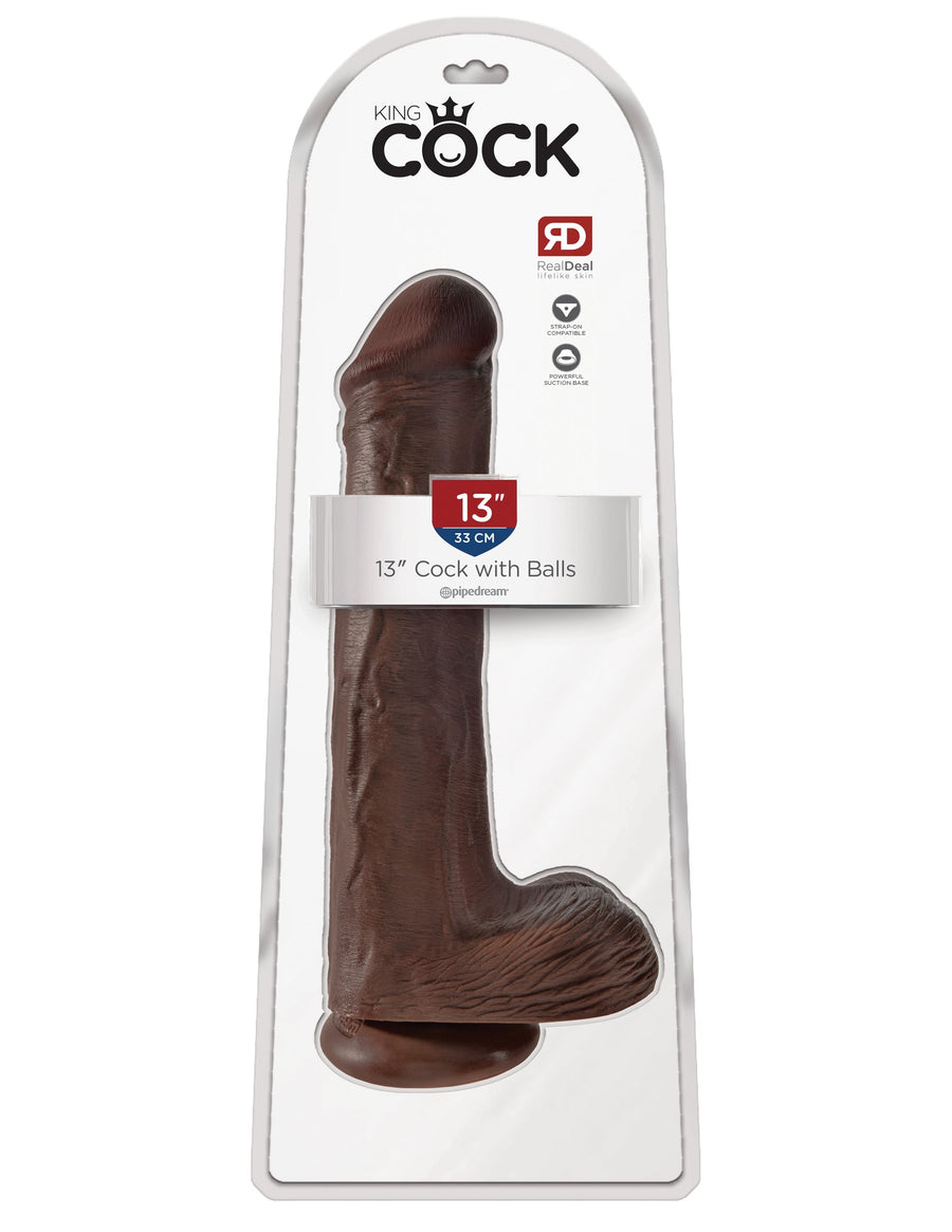 King Cock 13" Cock with Balls - Brown