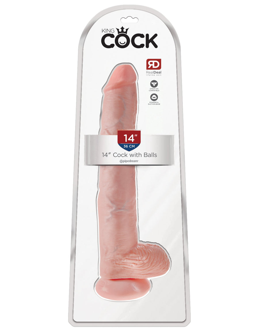 King Cock 14" Cock with Balls - Light