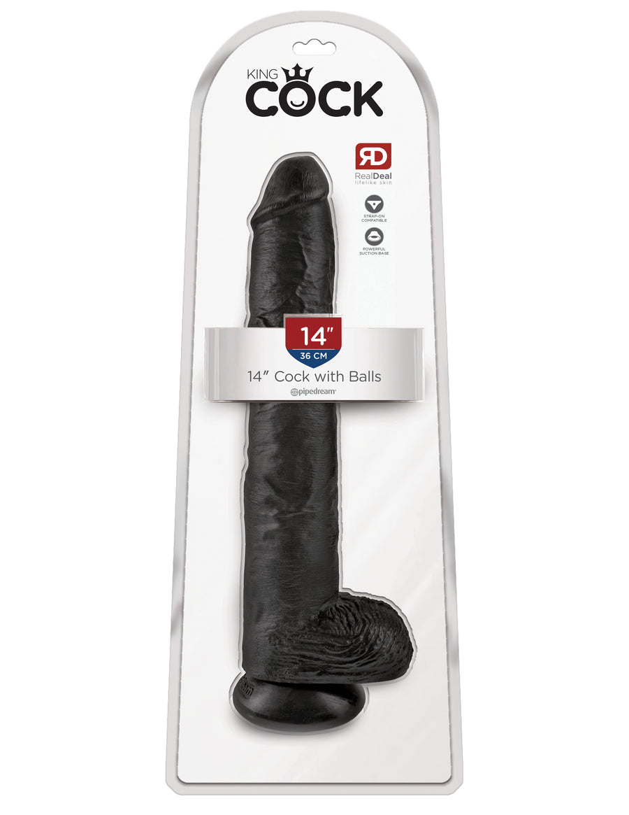Black King Cock 14" Cock with Balls