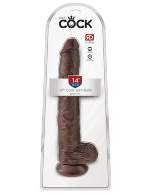 King Cock 14" Cock with Balls - Brown