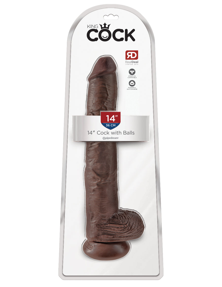 Brown King Cock 14" Cock with Balls