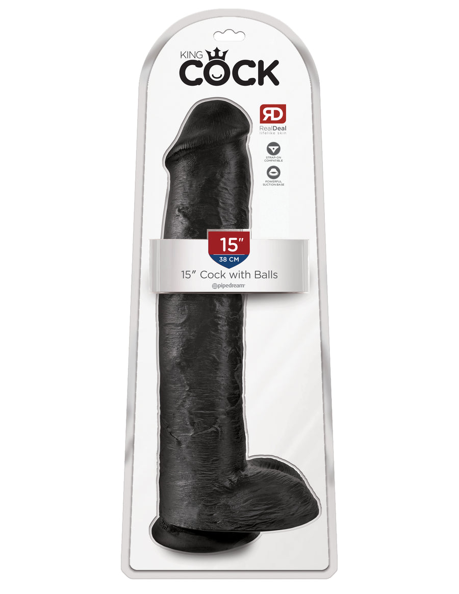 Black King Cock 15" Cock with Balls