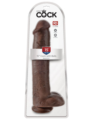 King Cock 15" Cock with Balls - Brown