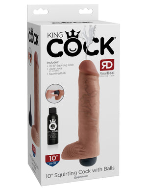 King Cock 10" Squirting Cock with Balls - Light
