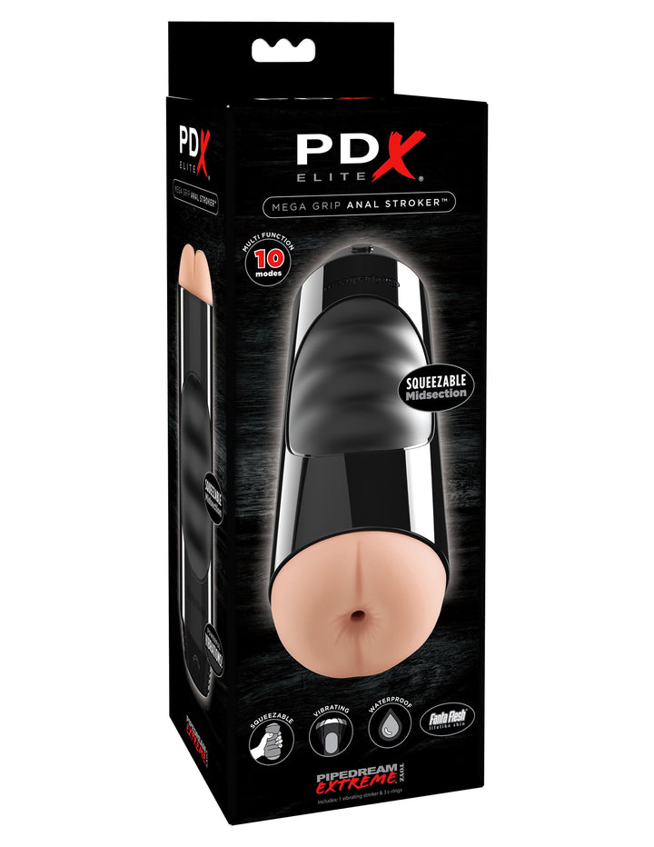 PDX Elite Mega Grip Anal Stroker - Light/Black