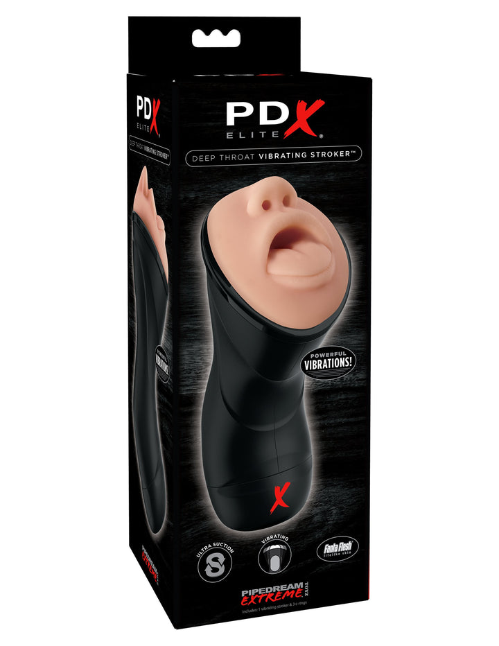 PDX Elite Deep Throat Vibrating Stroker - Light/Black