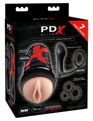 PDX Elite Ass-gasm Vibrating Kit - Light/Black